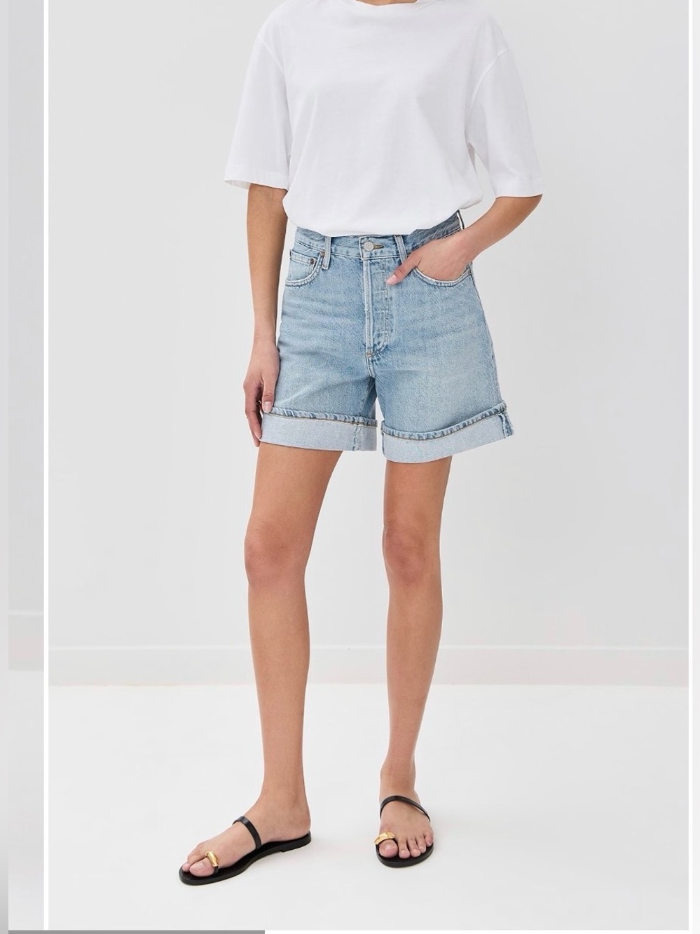 Agolde Dame High Rise Baggy Shorts Long Cuffed